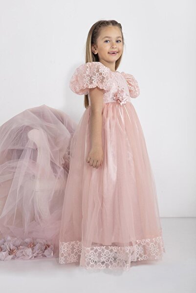 MİNİMONY Minimony 5-9 Yaş Karpuz Kol Kız Çocuk Elbise Bayramlık Mezuniyet Balo Abiye Gelinlik 5001