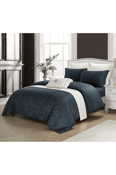 chiraso CHIRASO 4-Piece Satin Bedding Set, with Fitted Sheet 180x200, Elegant Design, dark gray