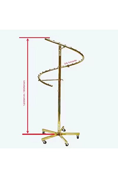 rexa رف عرض ملابس حلزوني ذهبي قابل للتعديل بطول 120 سم