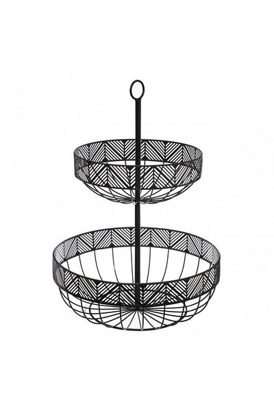 Secret de Gourmet Bol pentru fructe Jahan, 2 niveluri, metal, negru, 30 x Î 42 cm