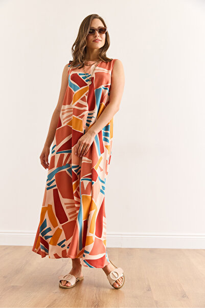 Olalook Women's Powder Back Drop Oversize Maxi Woven Viscose Dress Elb-19002435