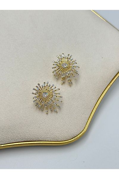 MyladyAccessoriess Baguette Stone Detail Premium Sun Earrings