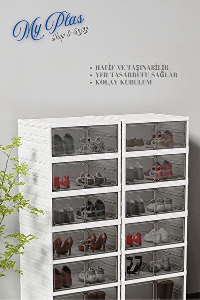 Myplas 6KATLI Katlanabilir Portatif Büyük Boy Kapasiteli Taşınabilir Organizer Ayakkabı Düzenleyici "BEYAZ"