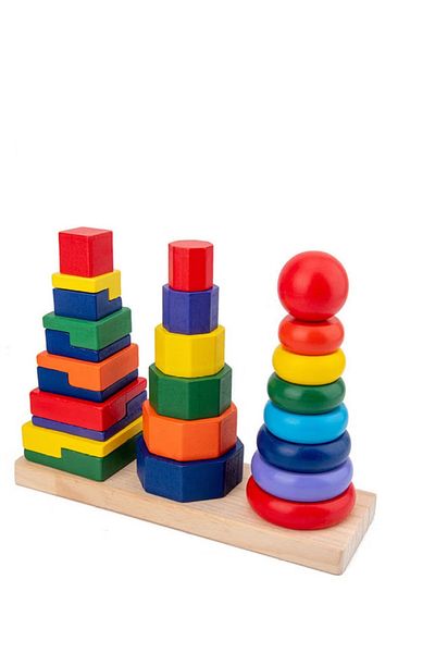 rexa Wooden Geometric Colour Column Block Toy