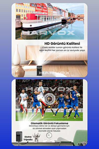 HARVOX Laser Plus DLP HD Taşınabilir Hoparlörlü Bataryalı Android Laser Projeksiyon Cihazı