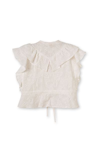 Patique Kids Cămașă pentru fetiță din bumbac cu model floral brodat alb