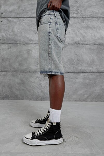 NOMARC Men's Gray Mb Oversize Denim Shorts