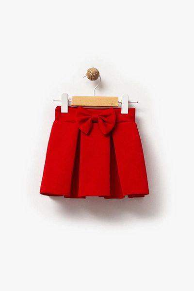 e-çocuk Girl's Red Skirt with Ribbon Detail