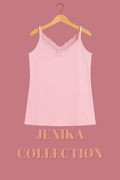 JENİKA Powder Pink Color Cotton Thread Strap Women's Tank Top