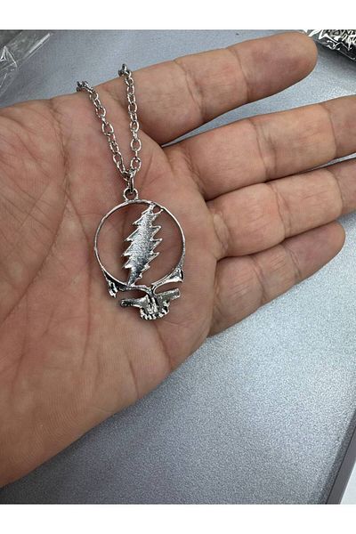 Herşey Nota Grateful Dead Themed Metal Necklace – Rock Accessory with 60 cm Chain
