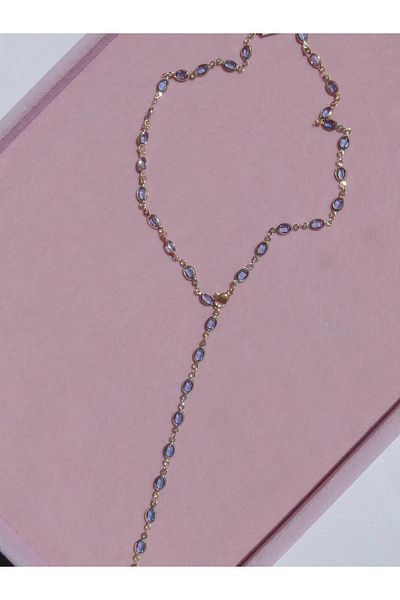 Reorah Collection Oval Blue Y Necklace