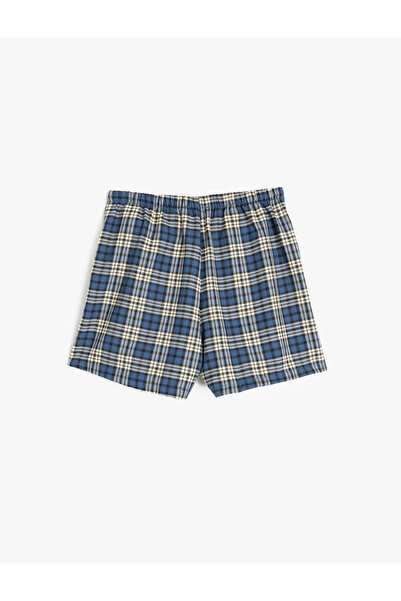 Koton Viscose blend belt detail plaid skort.