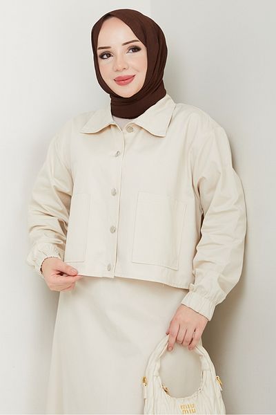 Bestenur Cerza Jacket Skirt Σετ δύο τεμαχίων 1534 - Μπεζ