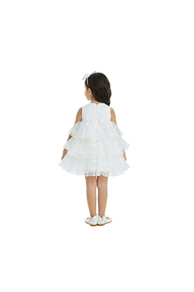 Pamina Elegant Dress, Pamina, with Headband and Ruffles, 32187, White, 80 cm