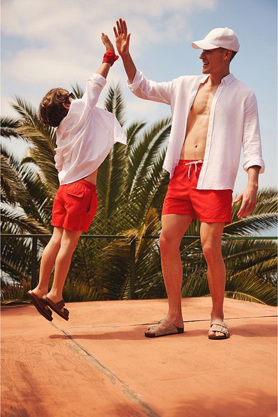 Avva Men's Red Quick Dry Standard Size Plain Special Swimsuit with Carrying Bag Swim Shorts A31Y3800
