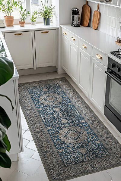 Cool Halı Private Mavi Yıkanabilir Mutfak Halısı Yolluk Leke Tutmayan Tezgah ...