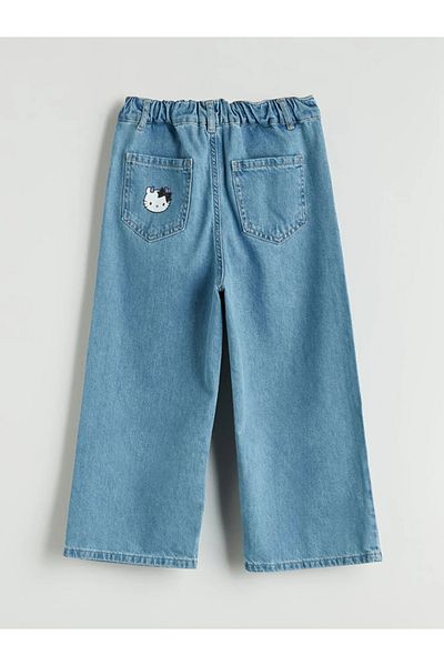 LC Waikiki Lcw Kids Indigo Wideleg Hello Kitty Printed Girl Jean Pants