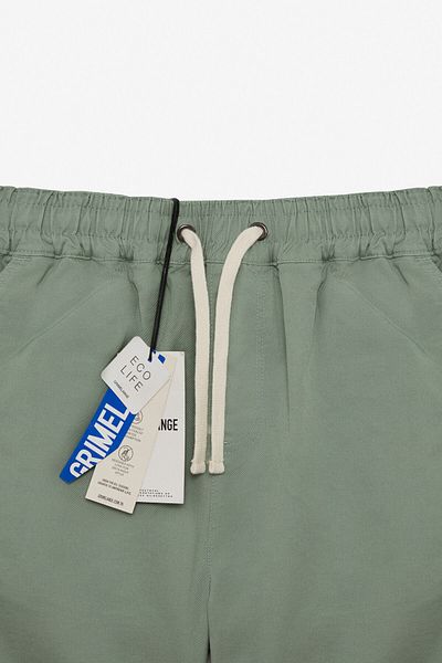 GRIMELANGE Lasper Men's Lycra Side Pockets Elastic Waist Relaxed Fit Green Shorts