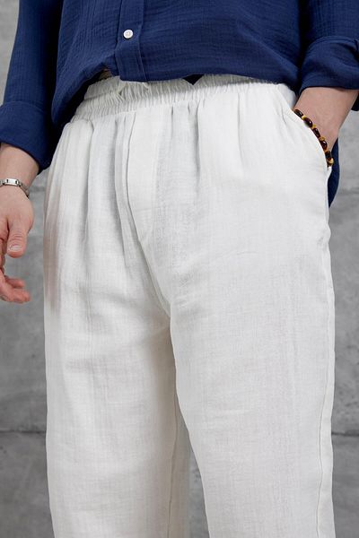 NOMARC Λευκό παντελόνι Nmrc Muslin Baggy