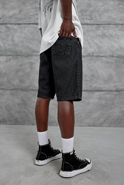 NOMARC Men's Black Mb Oversize Denim Shorts