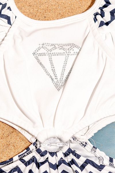 Beniizle Diamond Embroidered Ruffle Detailed Girl's Swimsuit