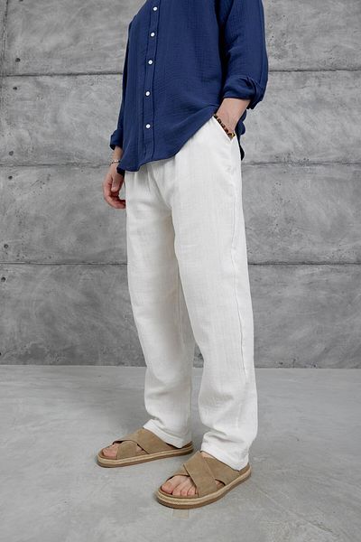 NOMARC Λευκό παντελόνι Nmrc Muslin Baggy