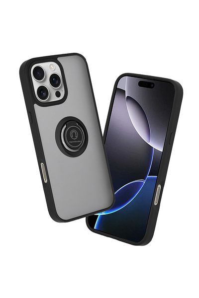 SKYDDAR INNOVATION Case for iPhone 16 Pro Max, Glinth with 360° Magnetic Rotating Ring, Black, sticker set