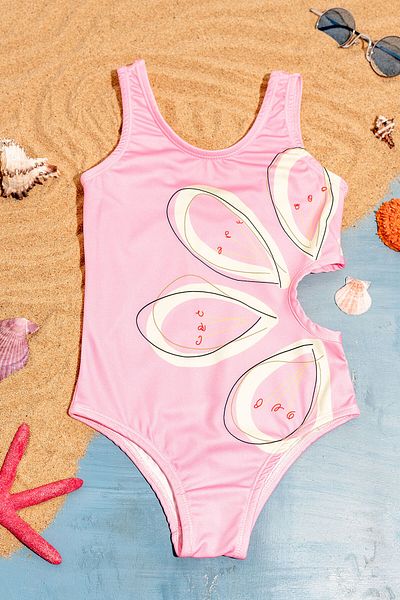 Beniizle Flower Printed Girl's Swimsuit