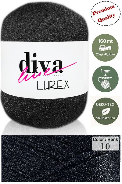 Diva İplik Diva Lurex 10 Μαύρο