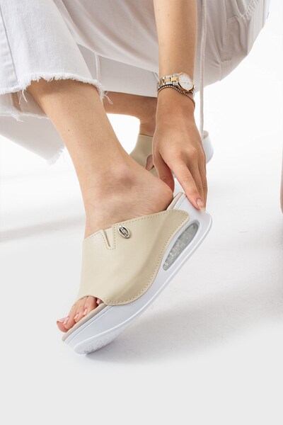 AlbiShoes Elina Women's High Wedge Heel Air Sole 5 cm Medical Soft Comfortable Daily Women's Slippers