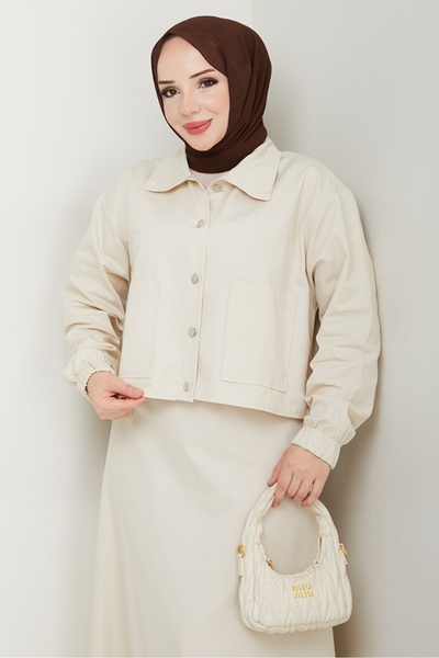 Bestenur Cerza Jacket Skirt Double Suit 1534 - Beige