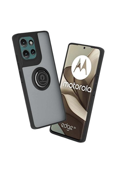 SKYDDAR INNOVATION Case for Motorola Edge 50, Glinth with 360° Magnetic Rotating Ring, Black, sticker set