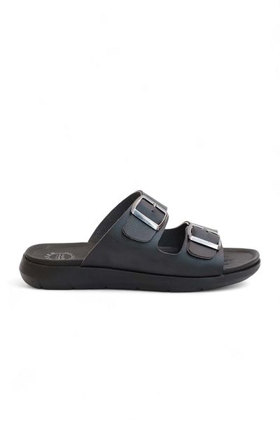 GEZER 2169-Gzr Double Buckle Full Anatomical Sole Men's Slippers Compatible for Daily, Umrah and Hajj