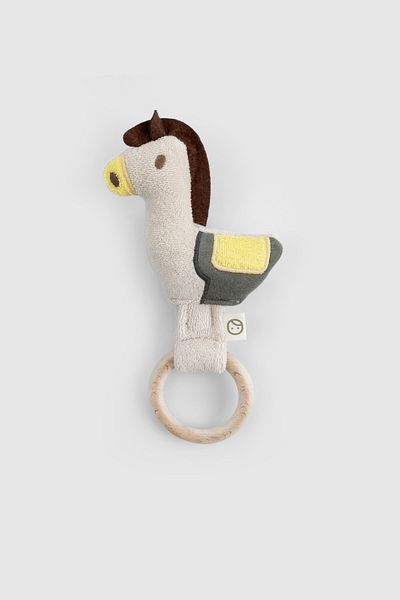 Little Gusto Wooden Handle Teether and Beige Rattle Thai