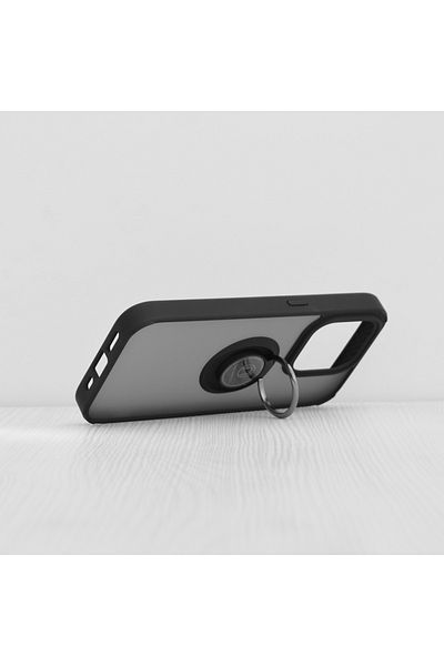 SKYDDAR INNOVATION Case for iPhone 15 Pro, Glinth with 360° Magnetic Rotating Ring, Black, sticker set