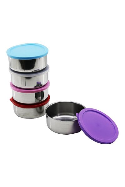Emperium 14cm Steel Storage Container Color - Transparent Plastic Lid (5122)