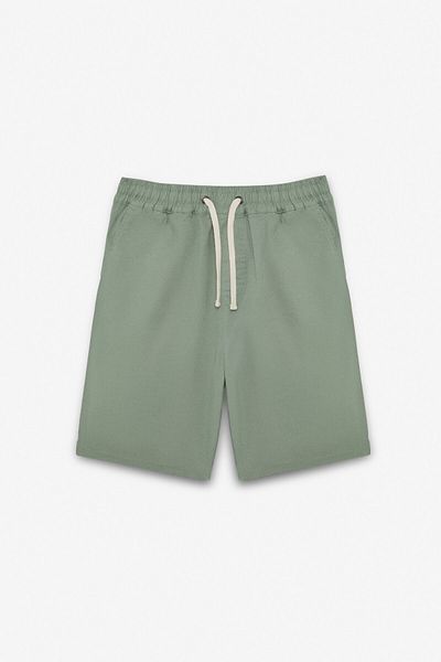 GRIMELANGE Lasper Men's Lycra Side Pockets Elastic Waist Relaxed Fit Green Shorts