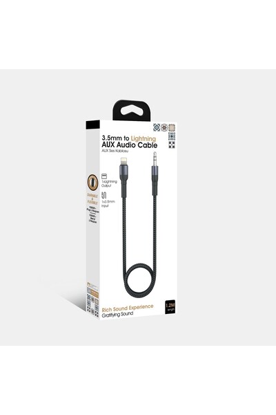 MATECHNO 3.5 mm to Lightning Ses Aktarma Kablo Dönüştürücü 1.2 MT Aux Lightni...