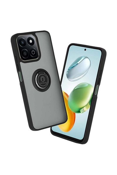 SKYDDAR INNOVATION Case for Honor 200 Smart / X7c, Glinth with 360° Magnetic Rotating Ring, Black, sticker set