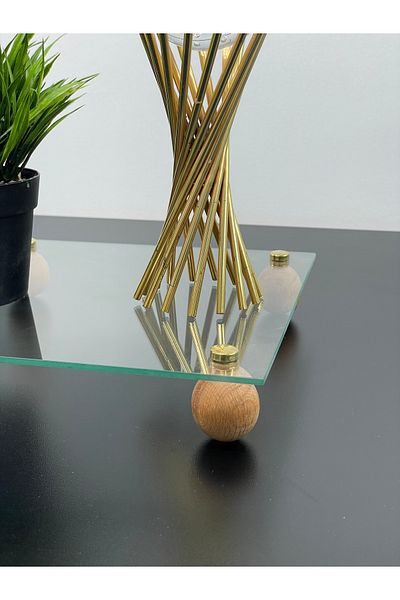 YzHome Wooden Ball Footed Square Transparent Plexiglass Presentation Holder Service Organizer 25*25cm