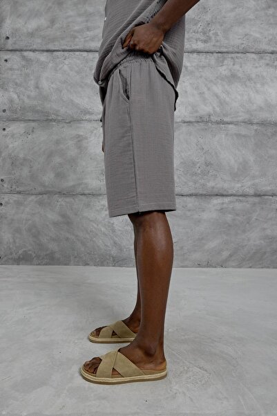 NOMARC Men's Gray Muslin Basic Shorts