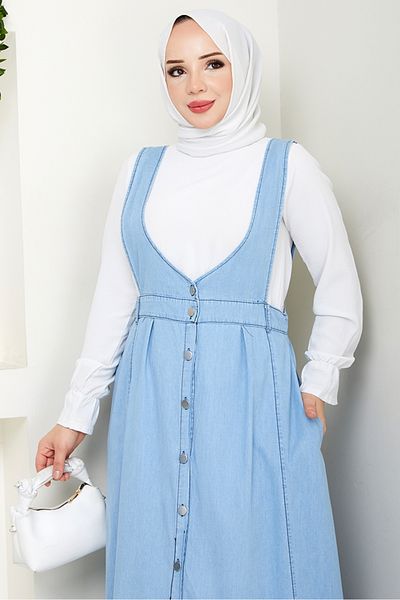 Bestenur Gilet de blugi cu nasturi Ayzel 1533 - Albastru deschis
