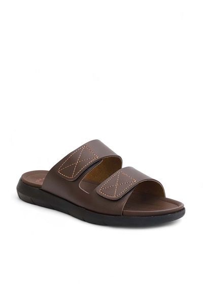 GEZER 2168-Gzr Double Velcro Full Anatomical Sole Men's Slippers Compatible for Daily, Umrah and Hajj