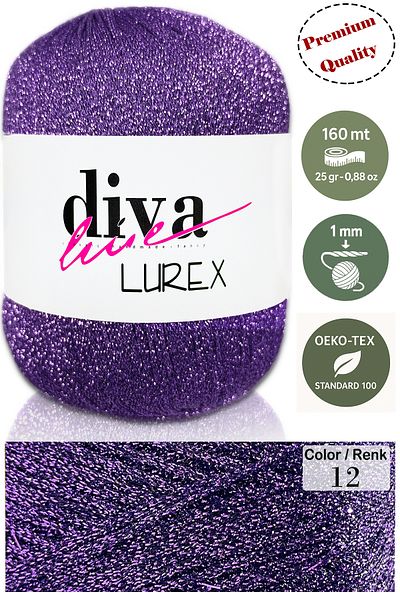 Diva İplik Diva Lurex 12 - Μωβ κομμένο