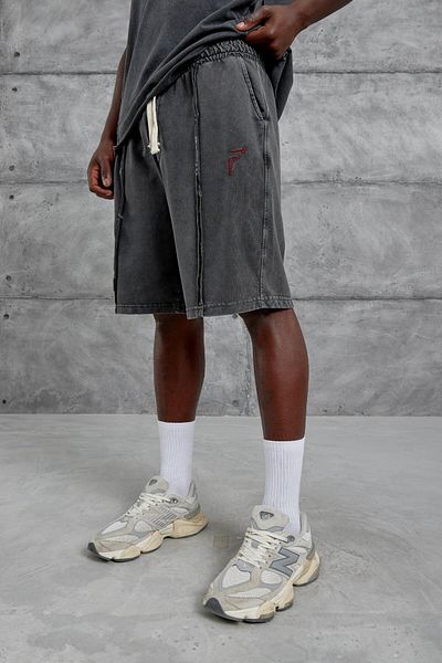 NOMARC Smoked Piece Embroidery Detailed Washed Shorts