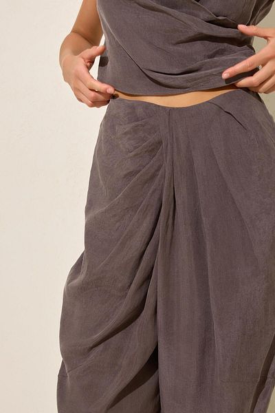 Setre Coffee Waist Detailed Relaxed Cut Pants