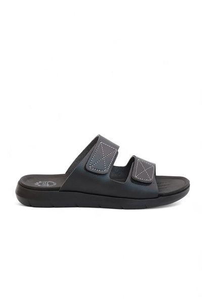 GEZER 2168-Gzr Double Velcro Full Anatomical Sole Men's Slippers Compatible for Daily, Umrah and Hajj