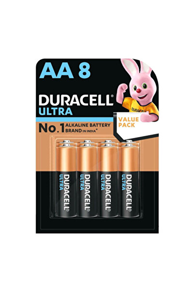 Duracell بطارية قلوية فائقة القوة ومتينة ومدمجة من نوع AA، مكونة من 8 قطع