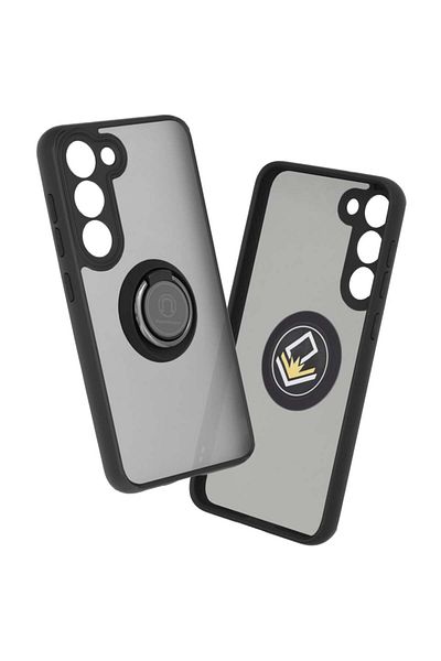 SKYDDAR INNOVATION Case for Samsung Galaxy S23, Glinth with 360° Magnetic Rotating Ring, Black, sticker set