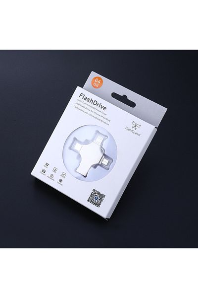MaGeCa Metal memory stick MaGeCa® 64 GB, Multi port 4 in 1, USB 3.0/ USB Type-C/ Lightning/ Micro-USB
